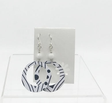 Lori Kovash Earrings Made From Recycled Materials | Ikea Hoops Blk Wht