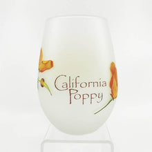Load image into Gallery viewer, Wine Glass | California Poppy | Stemless | Frosted
